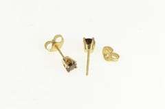 14K Yellow Gold Garnet Round Solitaire Classic Vintage Stud Earrings