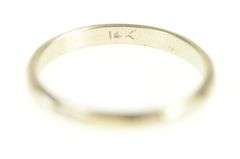 14K White Gold Retro Striped Pattern 2.4mm Wedding Band Ring