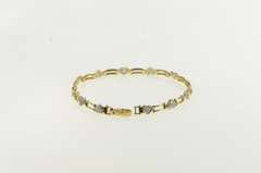 10K Yellow Gold Diamond Pave Heart Love Symbol Tennis Bracelet
