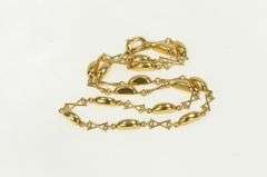 14K Yellow Gold Domed Bar X Link Vintage Retro Fashion Chain Necklace