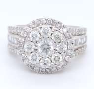 Brilliant White Gold Diamond Cluster Engagement Ring