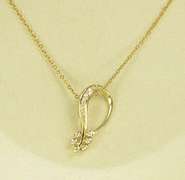 14K Yellow Gold 0.27 Ctw Diamond Ornate Floral Loop Slide Pendant