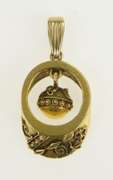 14K Yellow Gold Ornate Etruscan Motif Vintage Statement Pendant