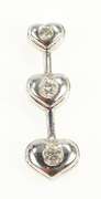14K White Gold Diamond Tiered Heart Love Symbol Bar Pendant