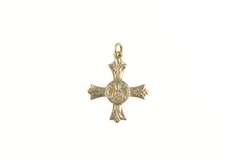 14K Yellow Gold Apostleship of Prayer Pope Prayer Cross Pendant