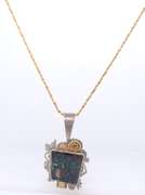 Panteah Zuni Sterling Silver / 14kt Pendant on Yellow Gold Chain Necklace