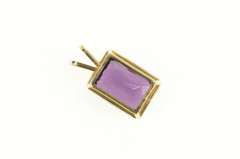 14K Yellow Gold Emerald Cut Amethyst Solitaire Vintage Pendant