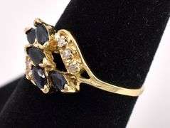 Divine Blue Sapphire And Diamond Ring In Yellow Gold