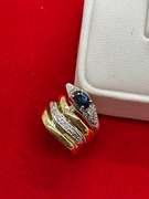 LADIES 18K GOLD , DIAMOND AND SAPPHIRE SNAKE RING