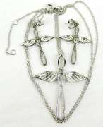 Sterling Angel Cross Necklace & Matching Earrings
