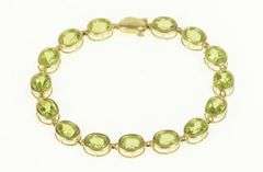14K Yellow Gold Oval Peridot Vintage Classic Tennis Bracelet