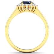14 Kt Yellow Gold Midnight Blue Sapphire Diamond Ring