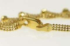 18K Yellow Gold Scalloped Mesh Ball Fringe Squared Chain Necklace