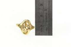 14K Yellow Gold Retro Diamond Swirl Twist Vintage Statement Ring