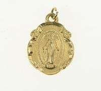 14K Yellow Gold Christian Faith Virgin Mother Mary Jesus Charm/Pendant