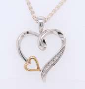 Vintage Sterling Silver Heart Shaped Pendant on Chain