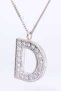 Elegant White Gold Diamond D Initial Pendant on Chain
