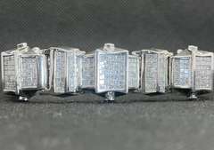 2.00 CARATS T.W. UNIQUE PRINCESS CUT DIAMOND THICK LINK BRACELET IN 14K WHITE GOLD
