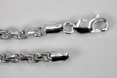 Sterling Silver Diamond-Cut Rope Chain 3.7mm Solid 925 Italy New Bracelet 8"