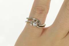 14K White Gold 0.29 Ctw 1950's Diamond Bridal Engagement Ring