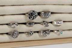 Sterling Silver Curated Ring Assortment Various Sizes & Styles (10 Ring Lot)