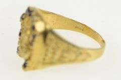14K Yellow Gold Sapphire Horse Shoe Equestrian Polo Vintage Ring
