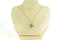 14K Yellow Gold 11.45 Ctw Pear Blue Topaz Diamond Cluster Pendant