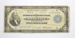 1918 $2 Boston, MA. United States Federal Reserve Large Note
