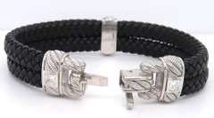 Judith Ripka Cubic Zirconia 925 Sterling Silver Black Rubber Bracelet