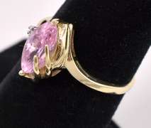 Unique Pink CZ Ring In Yellow Gold