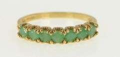 10K Yellow Gold Seven Stone Natural Emerald Band Ring