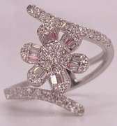 Beautiful 18kt Solid White Gold & Diamond Floral Ring