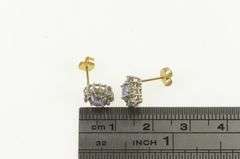 14K Yellow Gold Tanzanite Diamond Halo Vintage Stud Earrings