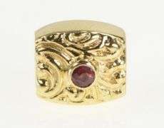 14K Yellow Gold Ruby Ornate Scroll Design Slide Bracelet Charm/Pendant