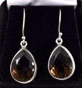 Smoky Quartz Dangle Earrings In Sterling Silver