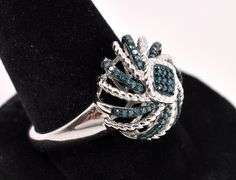Irradiated Blue Diamond Ring In Sterling Silver