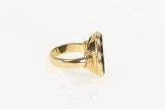 14K Yellow Gold Round Black Onyx 1960's Unique Cocktail Ring