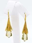 Captivating Citrine "Flower" Dangling Earrings in 18K Yellow Gold