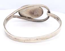 Vintage 925 Sterling Silver Signed Lapis Bangle Bracelet