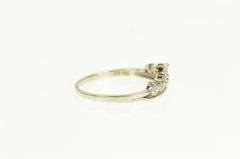 14K White Gold Chevron Contour Stackable Wedding Band CZ Ring