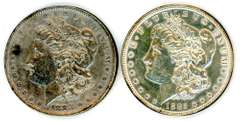 Two Different Morgan Silver Dollars: 1883-O & 1885