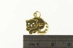14K Yellow Gold Diamond Cut Sleeping Cat Kitty Kitten Charm/Pendant