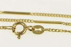 14K Yellow Gold 1.5mm Bar & Curb Chain Link Vintage Necklace