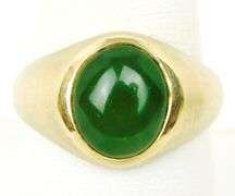 Vintage 14K Jade Ring, Size 9.25