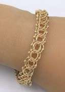Vintage Yellow Gold Double Loop Charm Bracelet