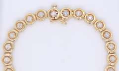 Elegant Yellow Gold Circle Diamond Tennis Bracelet