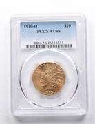 AU58 1910-D $10 Indian Head Gold Eagle PCGS