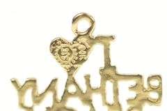 14K Yellow Gold I Love Bethany Beach Delaware Souvenir Charm/Pendant