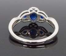 Three Stone Blue Sapphire & Diamond Ring