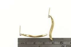 10K Yellow Gold Diamond Curvy Bar Dangle Vintage Statement Earrings